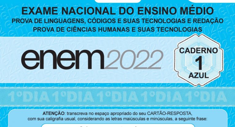 Capa de um dos cadernos de questões do Enem 2022: material com os respectivos gabaritos já estão no Portal do Inep (Reprodução)

