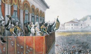 “O Dia do Fico”, de Jean-Baptiste Debret: aclamação da permanência de Dom Pedro, em 1822, foi um dos episódios da tensão entre Brasil e Portugal, que culminou com as Guerras de Independência